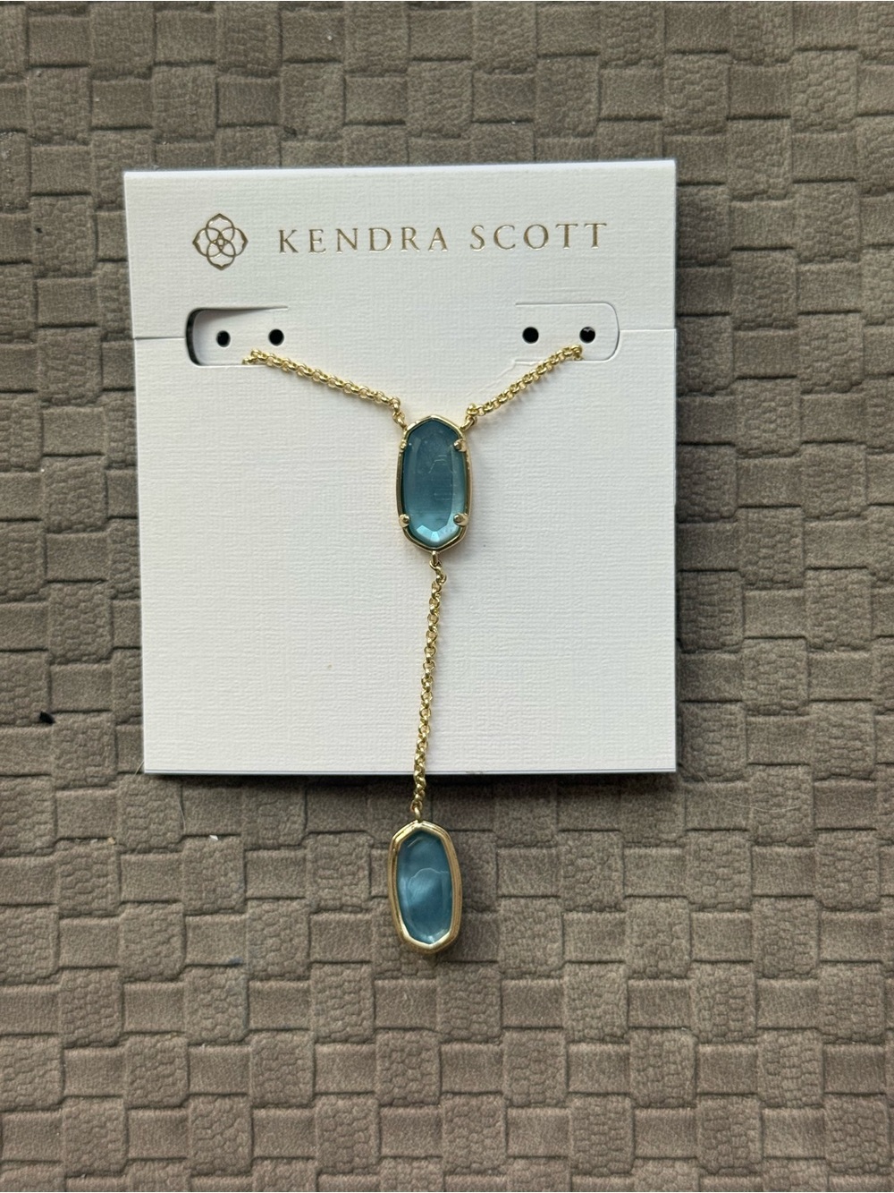 Kendra Scott Elisa Gold Plated‎ Blue Pendant Y-Style Necklace